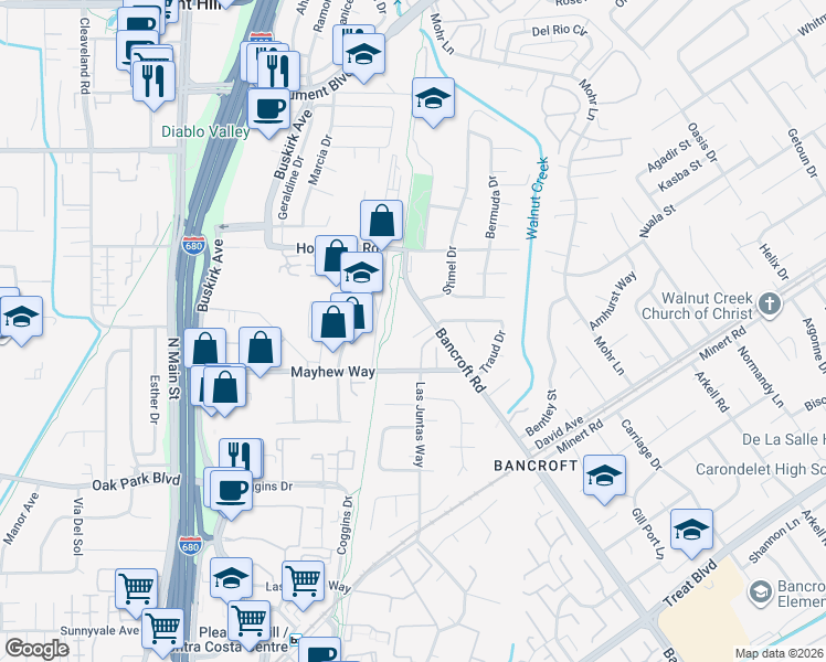 map of restaurants, bars, coffee shops, grocery stores, and more near 945 Bancroft Road in Concord