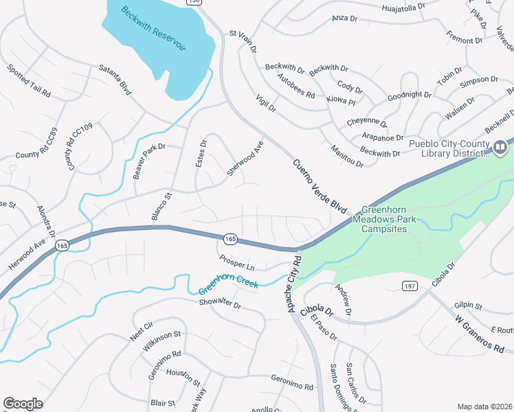 map of restaurants, bars, coffee shops, grocery stores, and more near Adobe Court in Colorado City