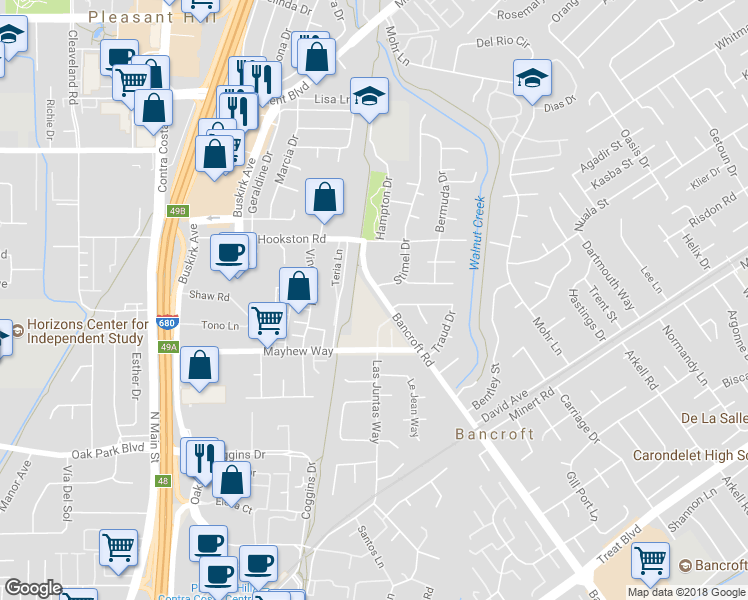 map of restaurants, bars, coffee shops, grocery stores, and more near 981 Bancroft Road in Concord