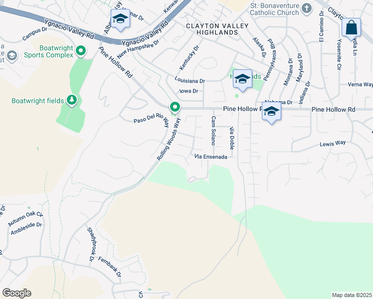 map of restaurants, bars, coffee shops, grocery stores, and more near 5410 Lynbrook Place in Concord