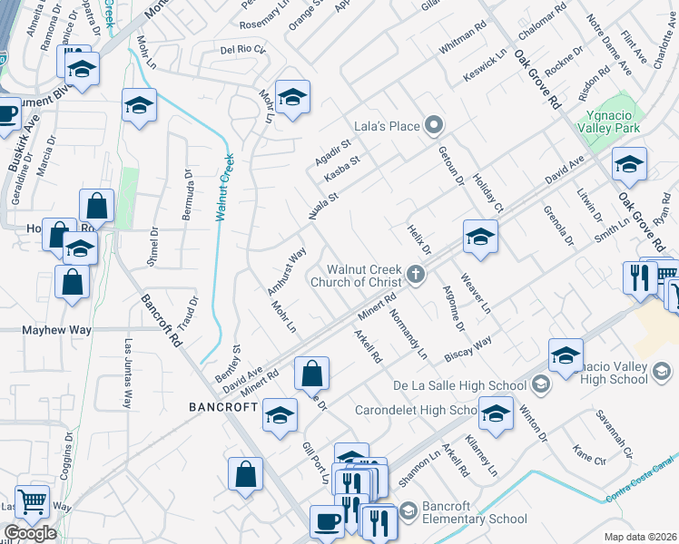 map of restaurants, bars, coffee shops, grocery stores, and more near 913 Dartmouth Way in Concord