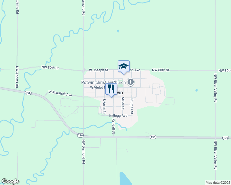 map of restaurants, bars, coffee shops, grocery stores, and more near in Potwin