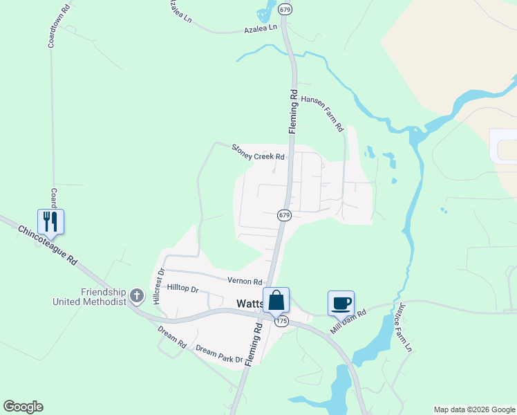 map of restaurants, bars, coffee shops, grocery stores, and more near 33000 Taylors Cove in New Church