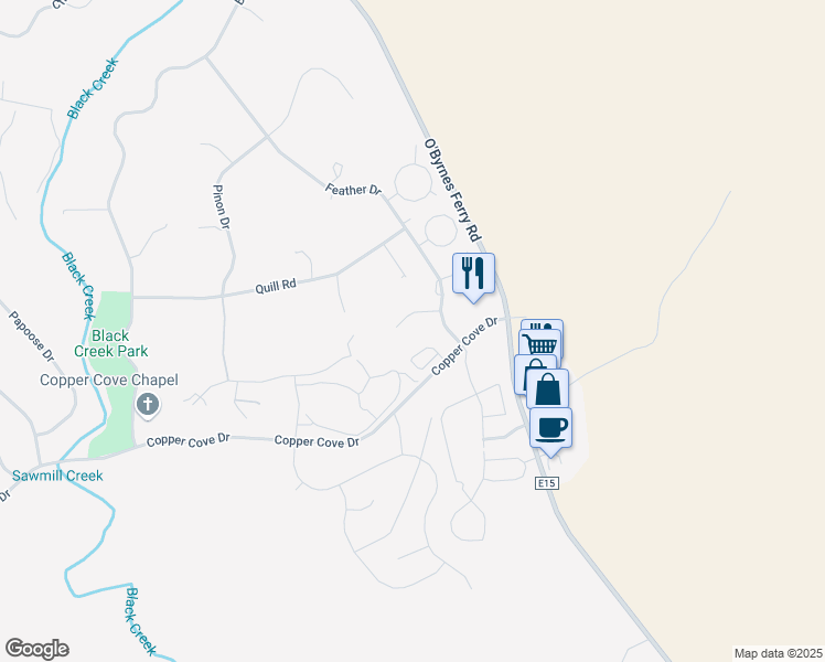 map of restaurants, bars, coffee shops, grocery stores, and more near 1033 Feather Court in Copperopolis