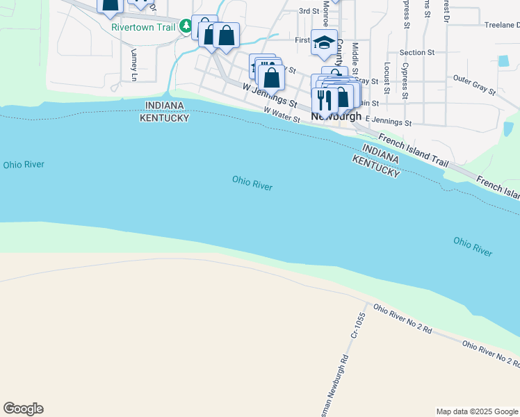 map of restaurants, bars, coffee shops, grocery stores, and more near in Newburgh