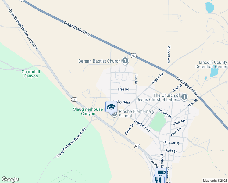 map of restaurants, bars, coffee shops, grocery stores, and more near 8 Franks Road in Pioche