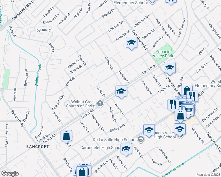 map of restaurants, bars, coffee shops, grocery stores, and more near 1730 Getoun Court in Concord