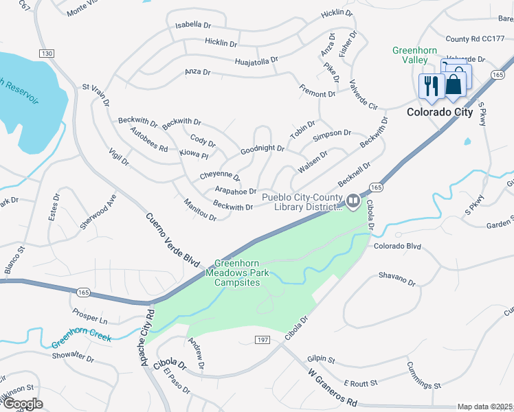 map of restaurants, bars, coffee shops, grocery stores, and more near Arapahoe Dr in Avondale