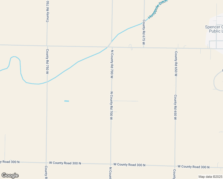 map of restaurants, bars, coffee shops, grocery stores, and more near North County Road 700 West in Spencer County