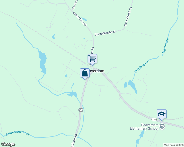 map of restaurants, bars, coffee shops, grocery stores, and more near 19374 Beaver Dam Road in Beaverdam
