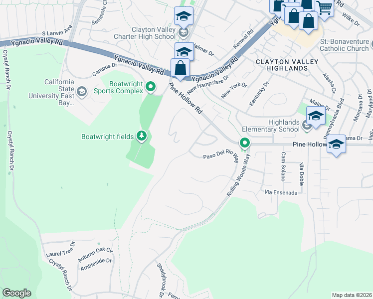 map of restaurants, bars, coffee shops, grocery stores, and more near 1157 Discovery Way in Concord