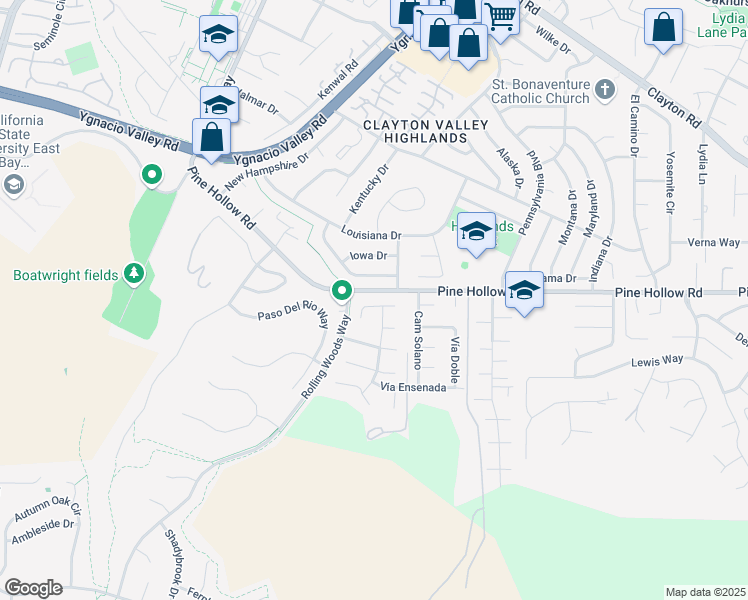 map of restaurants, bars, coffee shops, grocery stores, and more near 5497 Silver Sage Court in Concord