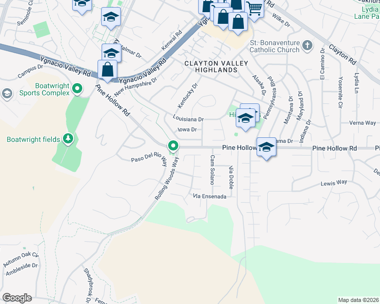 map of restaurants, bars, coffee shops, grocery stores, and more near 5497 Silver Sage Court in Concord