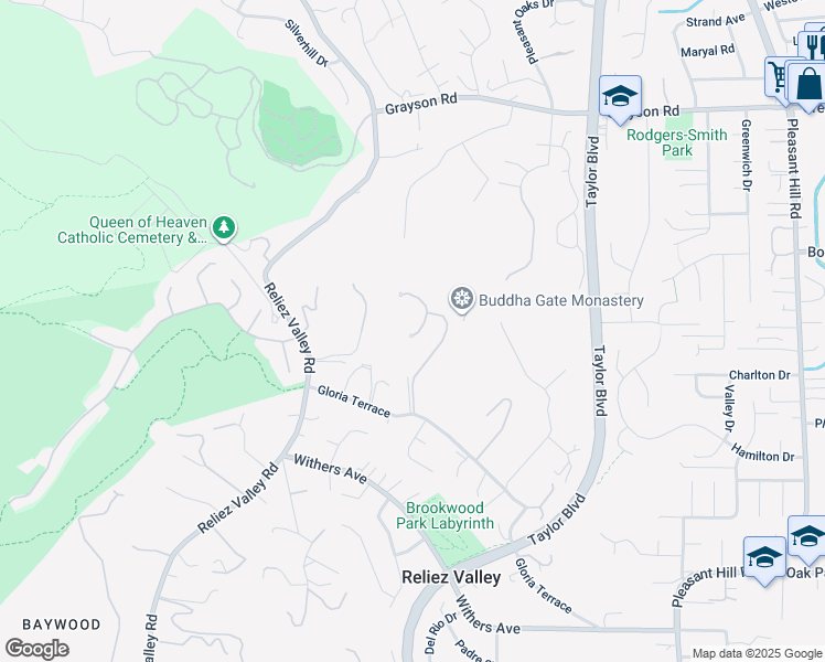 map of restaurants, bars, coffee shops, grocery stores, and more near 121 Haslemere Court in Lafayette