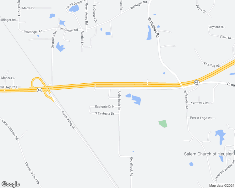 map of restaurants, bars, coffee shops, grocery stores, and more near 6515 Uebelhack Road in Mount Vernon