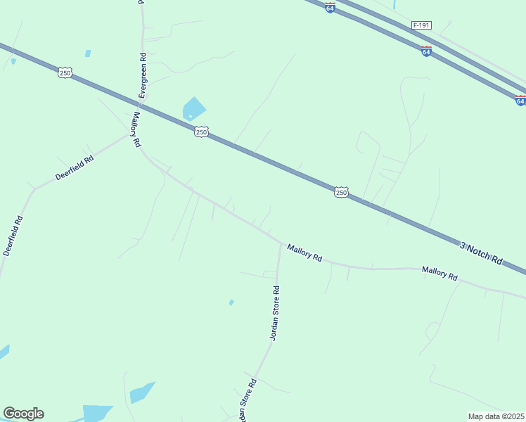 map of restaurants, bars, coffee shops, grocery stores, and more near 615 Mallory Road in Kents Store