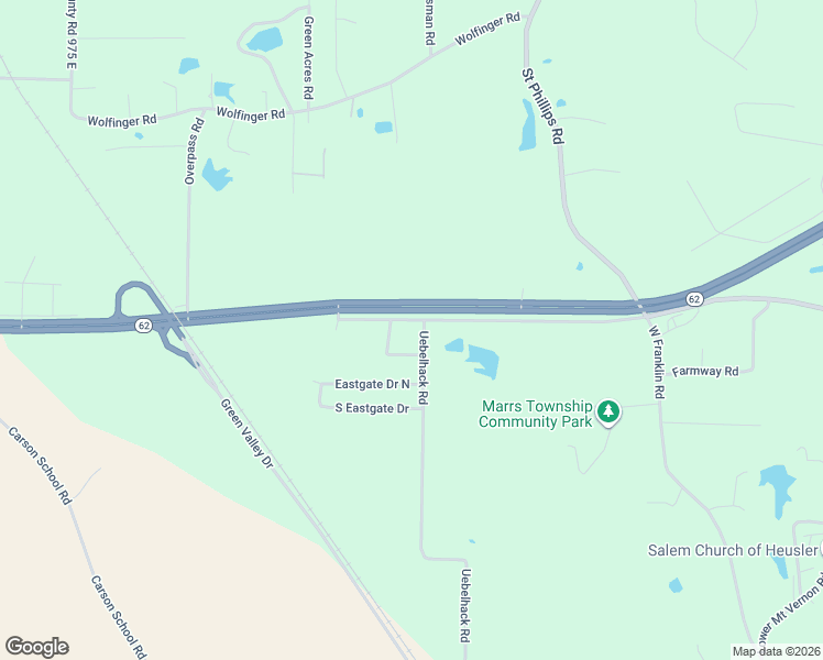 map of restaurants, bars, coffee shops, grocery stores, and more near 6515 Uebelhack Road in Mount Vernon