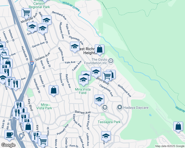 map of restaurants, bars, coffee shops, grocery stores, and more near 6338 Arlington Boulevard in Richmond