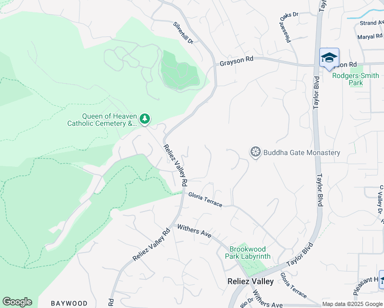 map of restaurants, bars, coffee shops, grocery stores, and more near 155 Arbor View Lane in Lafayette