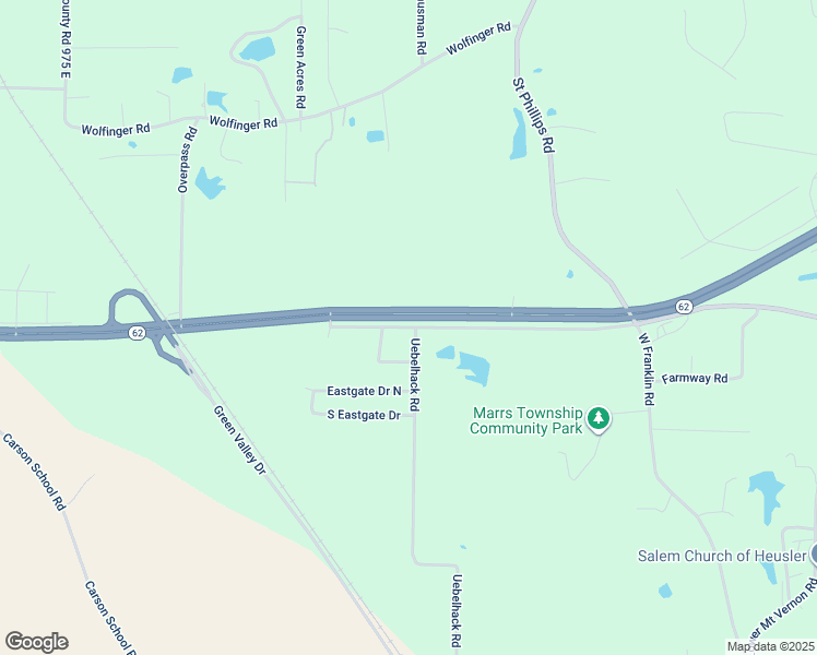 map of restaurants, bars, coffee shops, grocery stores, and more near 10505 Old Highway 62 East in Mount Vernon
