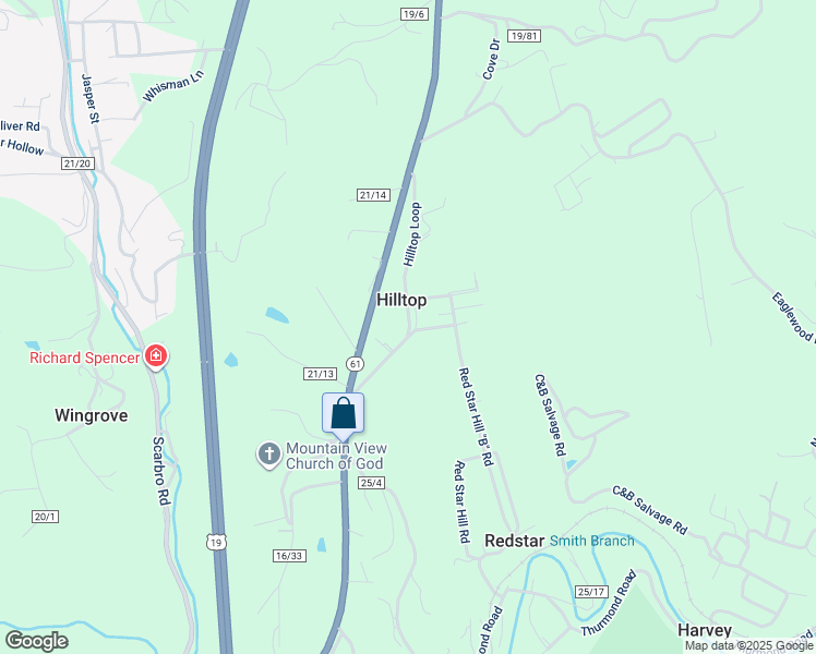 map of restaurants, bars, coffee shops, grocery stores, and more near in Hilltop