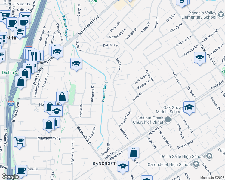 map of restaurants, bars, coffee shops, grocery stores, and more near 997 Mohr Lane in Concord