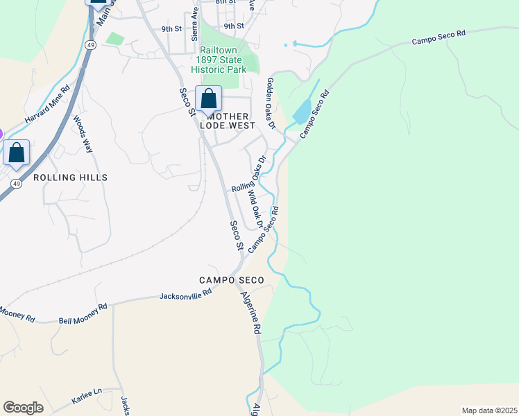 map of restaurants, bars, coffee shops, grocery stores, and more near 10622-10698 Oakmont Court in Jamestown