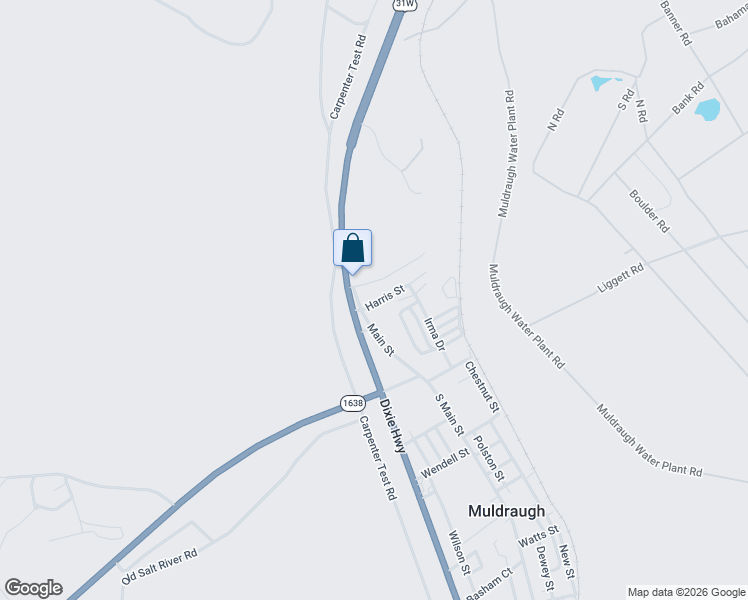 map of restaurants, bars, coffee shops, grocery stores, and more near 100-114 Main Street in Muldraugh