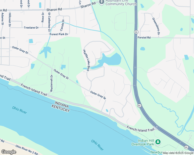 map of restaurants, bars, coffee shops, grocery stores, and more near Parkridge Road in Newburgh