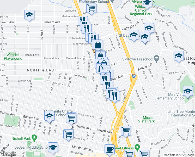 map of restaurants, bars, coffee shops, grocery stores, and more near 749 Wilson Avenue in Richmond