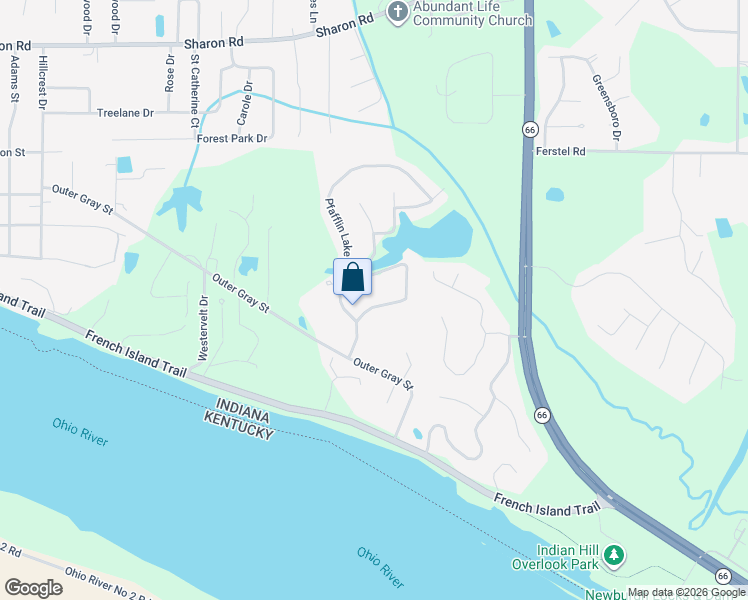 map of restaurants, bars, coffee shops, grocery stores, and more near 7366 Parkridge Road in Newburgh