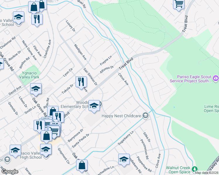 map of restaurants, bars, coffee shops, grocery stores, and more near 765 Brannan Place in Concord