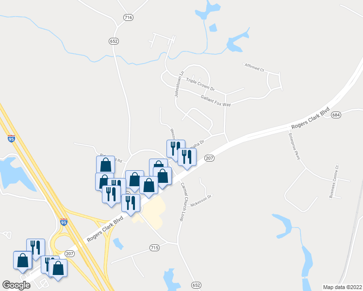 map of restaurants, bars, coffee shops, grocery stores, and more near 10435 Westgate Court in Ruther Glen