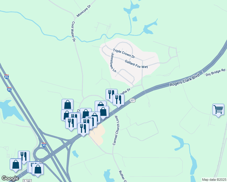 map of restaurants, bars, coffee shops, grocery stores, and more near 10425 Westgate Court in Ruther Glen