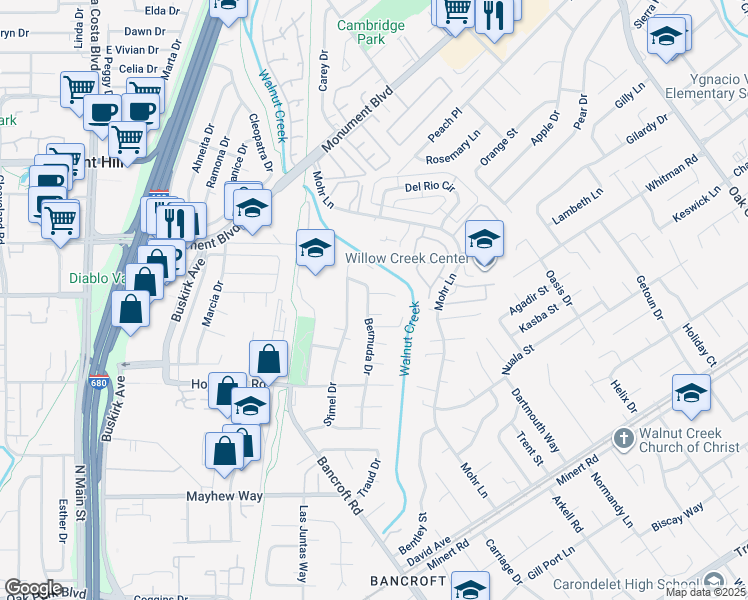 map of restaurants, bars, coffee shops, grocery stores, and more near 1028 Bermuda Drive in Concord
