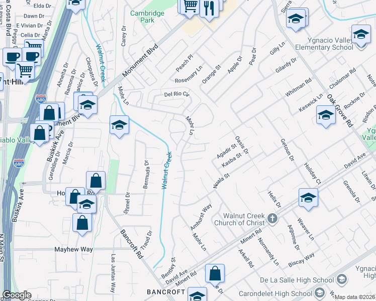 map of restaurants, bars, coffee shops, grocery stores, and more near 1409 Dumaine Street in Concord