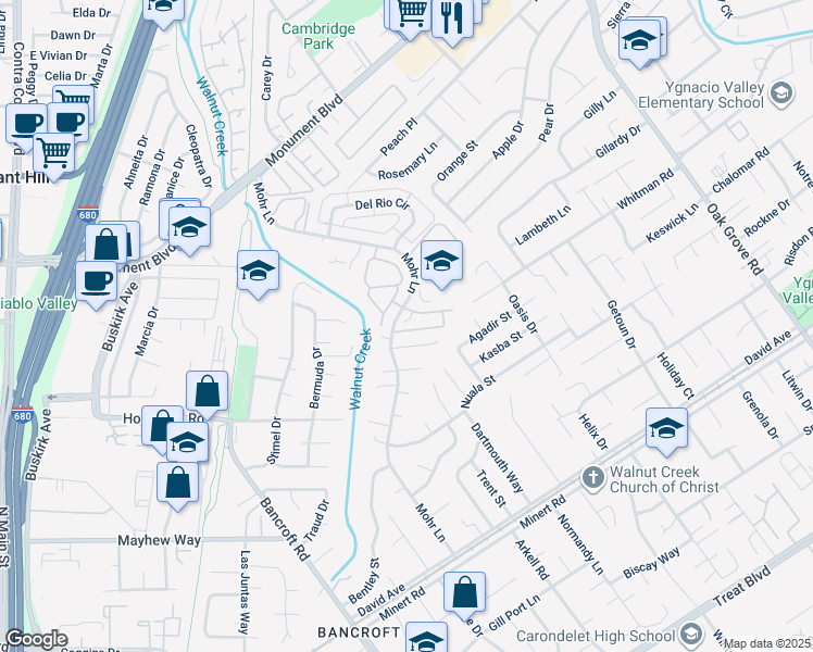 map of restaurants, bars, coffee shops, grocery stores, and more near 1409 Dumaine Street in Concord