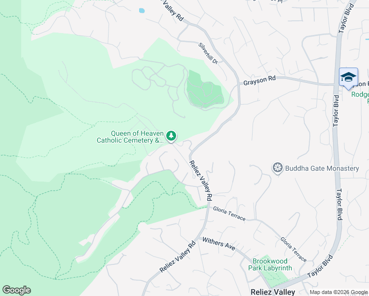 map of restaurants, bars, coffee shops, grocery stores, and more near 30 Ariey Lane in Lafayette