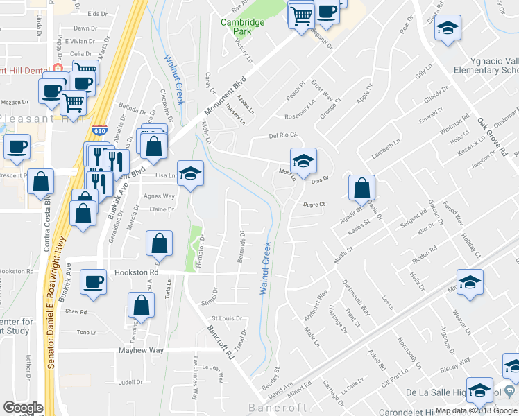 map of restaurants, bars, coffee shops, grocery stores, and more near 1341 Edinburgh Court in Concord
