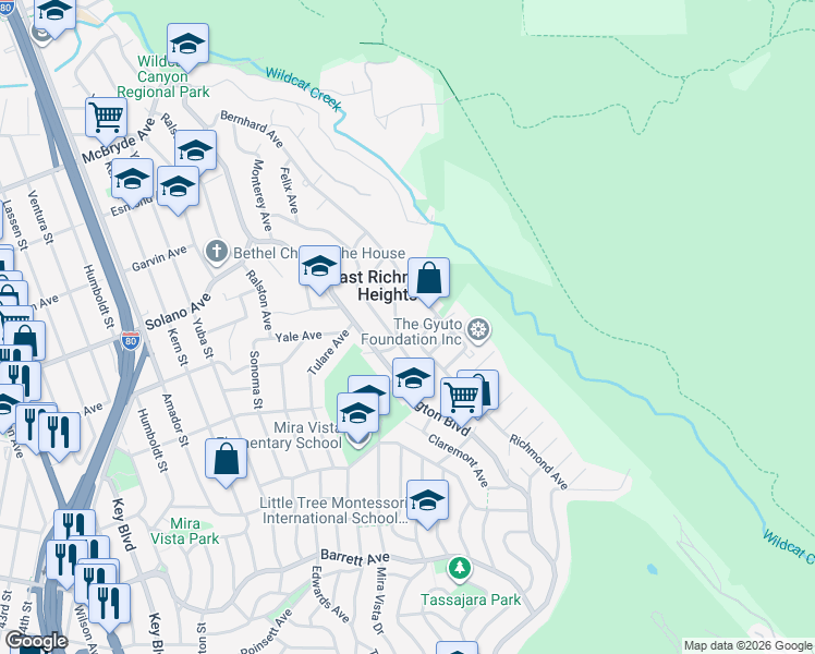 map of restaurants, bars, coffee shops, grocery stores, and more near 6280 Taft Avenue in Richmond