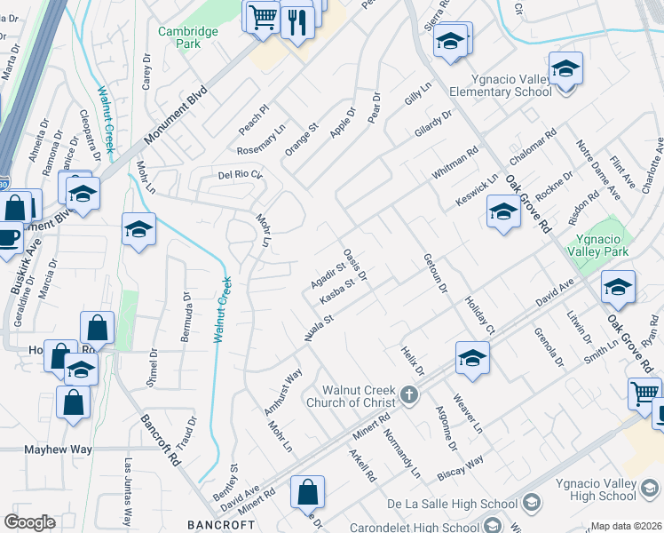 map of restaurants, bars, coffee shops, grocery stores, and more near 1570 Whitman Road in Concord