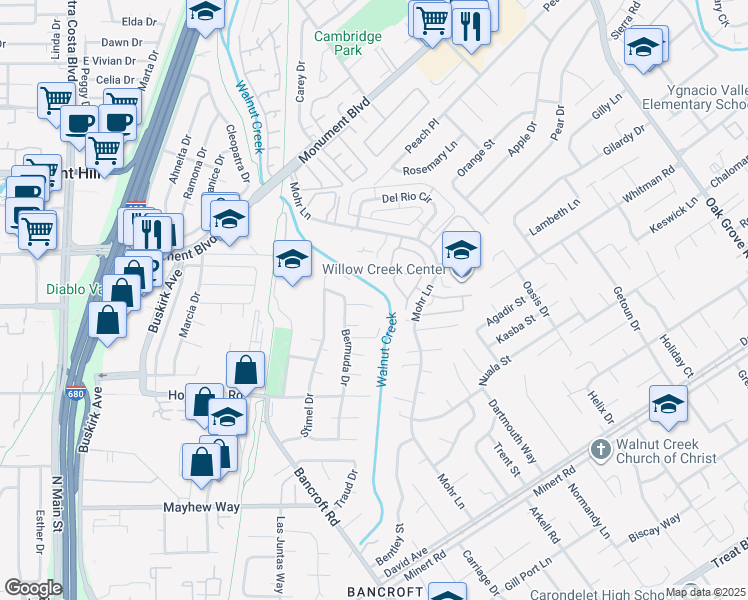 map of restaurants, bars, coffee shops, grocery stores, and more near 1341 Edinburgh Court in Concord