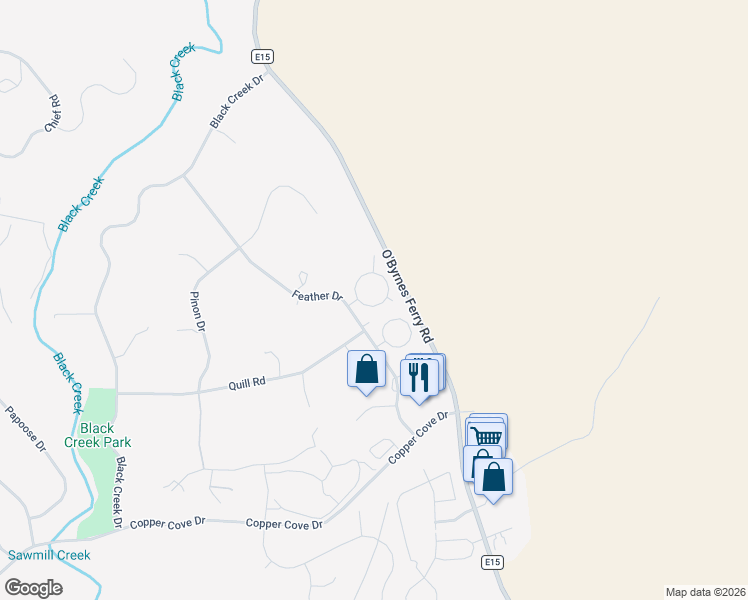 map of restaurants, bars, coffee shops, grocery stores, and more near 805 Sequoia Circle in Copperopolis