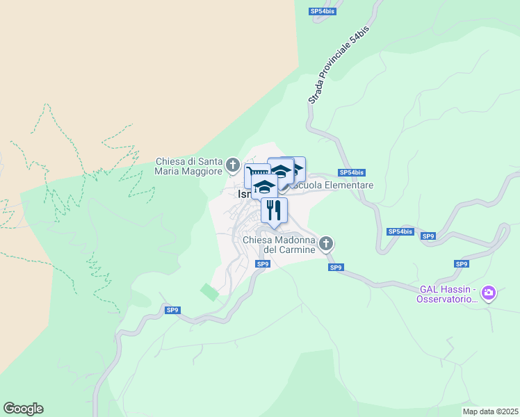map of restaurants, bars, coffee shops, grocery stores, and more near 44 Via Sacerdote Vito Conoscenti in Isnello