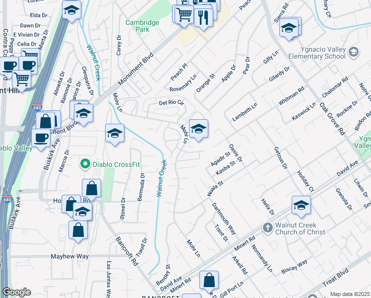 map of restaurants, bars, coffee shops, grocery stores, and more near 1401 Dupre Court in Concord