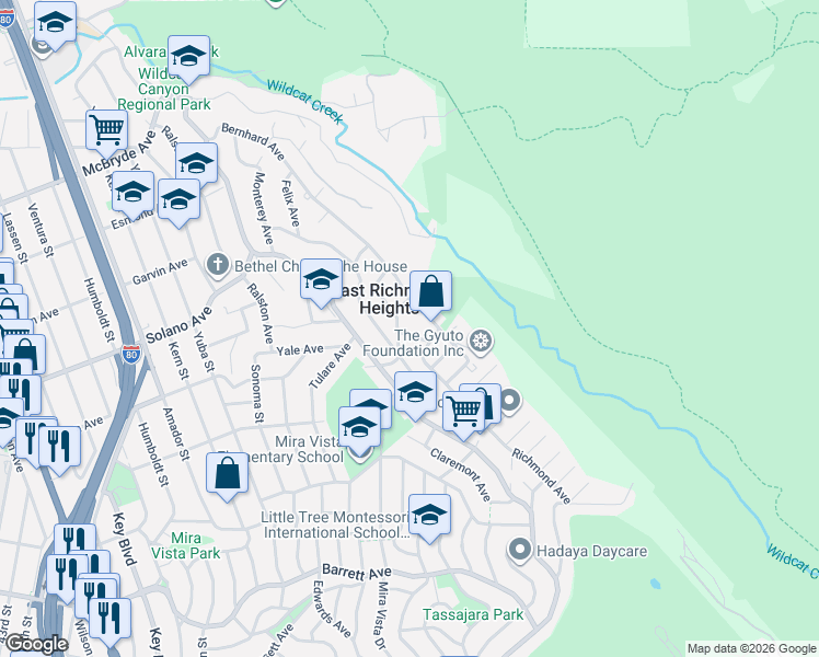 map of restaurants, bars, coffee shops, grocery stores, and more near 6277 Taft Avenue in Richmond