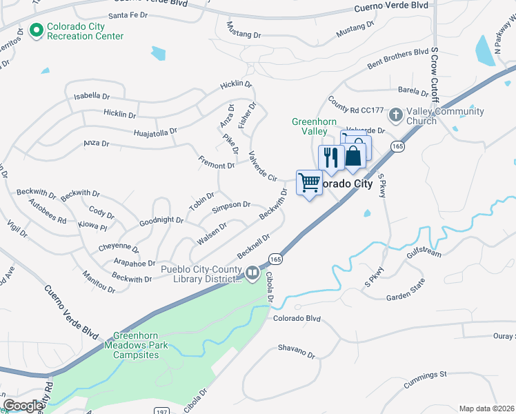map of restaurants, bars, coffee shops, grocery stores, and more near in Colorado City