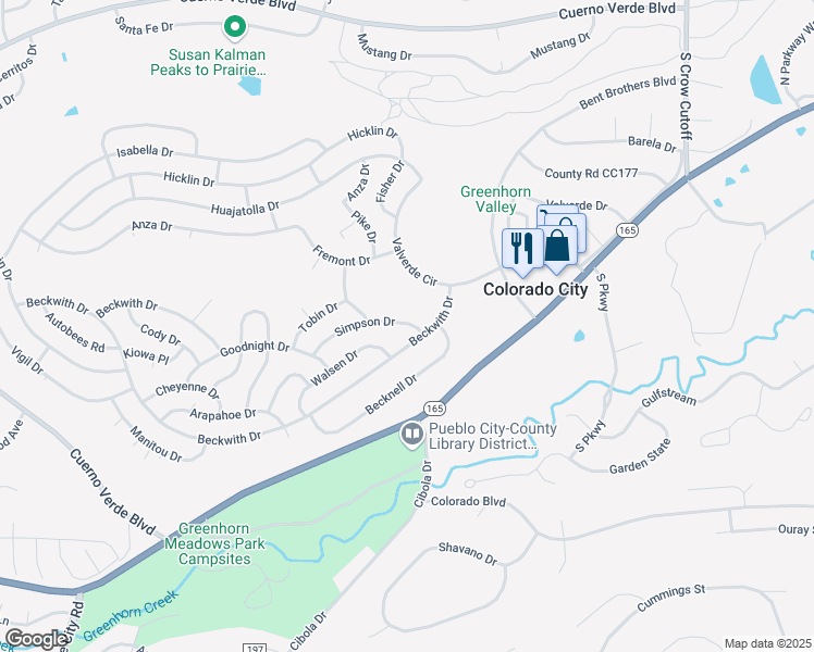 map of restaurants, bars, coffee shops, grocery stores, and more near in Colorado City