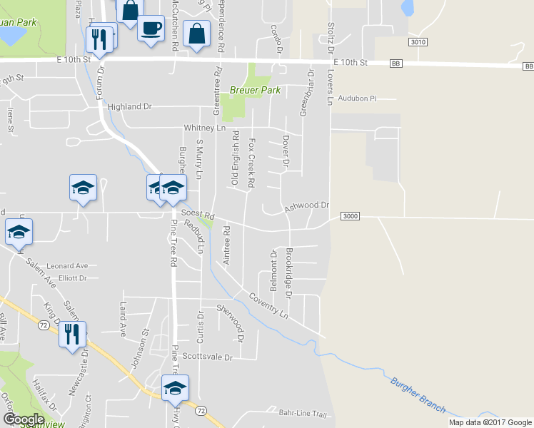 map of restaurants, bars, coffee shops, grocery stores, and more near 1706 Ashwood Drive in Rolla