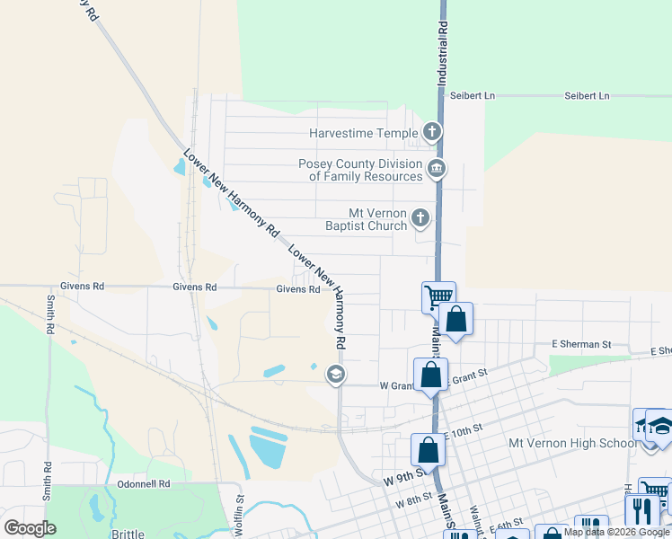 map of restaurants, bars, coffee shops, grocery stores, and more near 336 Audubon Drive in Mount Vernon